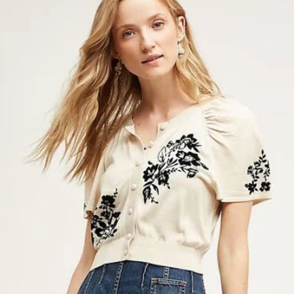 Anthropologie Silk Vineyard Cardigan SzS